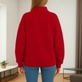 thumbnail image 6 of Womens Oversized Mock Neck Sweatshirts,Long Sleeve Pullover Plus Size Thick Tops,2025 Casual Fall Winter Outfits With Pockets Red XL, 6 of 7