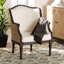 bali & pari Ornella Rattan and Bayur Wood French Provincial Accent Chair, Dark Brown