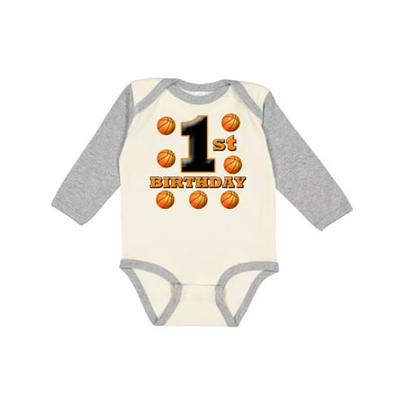 

Inktastic 1st Birthday Basketball Gift Baby Boy or Baby Girl Long Sleeve Bodysuit