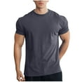 thumbnail image 1 of T-shirt à Manches Courtes pour Hommes, Haut de Sport à Col Rond Uni avec Mélange Polyester-Rayon-Spandex Respirant, Longueur Régulière, Tenue Décontractée, 1 of 4