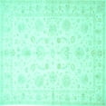 thumbnail image 1 of Ahgly Company Machine Washable Indoor Square Oriental Turquoise Blue Traditional Area Rugs, 6' Square, 1 of 4