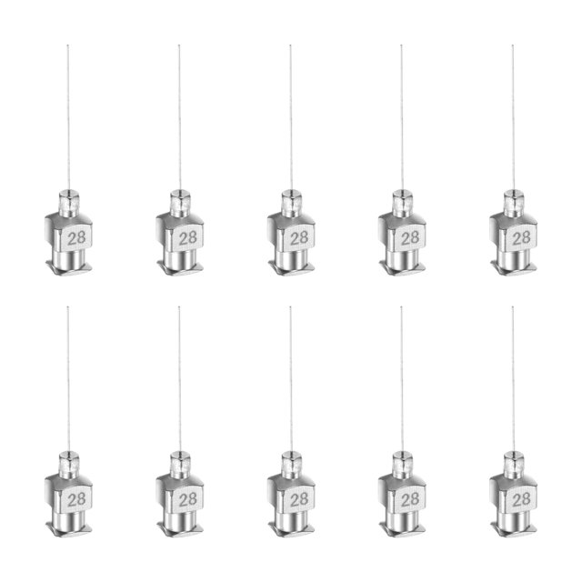 Unique Bargains Lot de 10 Aiguilles Distributrices en Acier Inoxydable 28 g, Embouts Émoussés pour Tube d'Aiguille de Colle 1 Po
