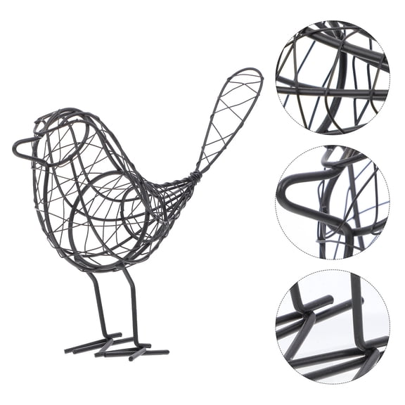 AURARMLET Bird Sculpture Table Top Black Wire Birds Decor 1Pcs
