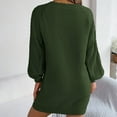 thumbnail image 5 of MDUKONU Women's Knit Dress with Belted Waist Long Sleeve Round Neck Casual Tunic Sweater Midi Suitable for Daily Green S, 5 of 8
