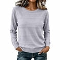 thumbnail image 2 of Lumtrix Womens Fall Basic Long Sleeve Sweater Soft Knit Classic Crew Neck Sweaters Loose Fit Casual Going Out Pullover Light Gray S, 2 of 4
