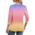 thumbnail image 6 of Women's V Neck 3/4 Sleeve T-Shirt Tops Blouses Tees Floral Print Loose Fit Casual Daily Wear Vacation Beach Fashion Essential Gift for Women | Aestivo,Pink L, 6 of 8