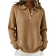 thumbnail image 3 of Women's Winter Knitted Sweater Long Sleeve Collar Pullover Outerwear Casual Loose Fit Warm Thermal Cozy Fall Winter Fashion Gift | CSEONE,Khaki XL, 3 of 7