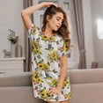 thumbnail image 3 of Fotbe Bird Sunflowers Bata de Dormir para Mujer con Estampado, Camisón de Algodón de Manga Corta, Ropa de Dormir Casual, 3 of 6