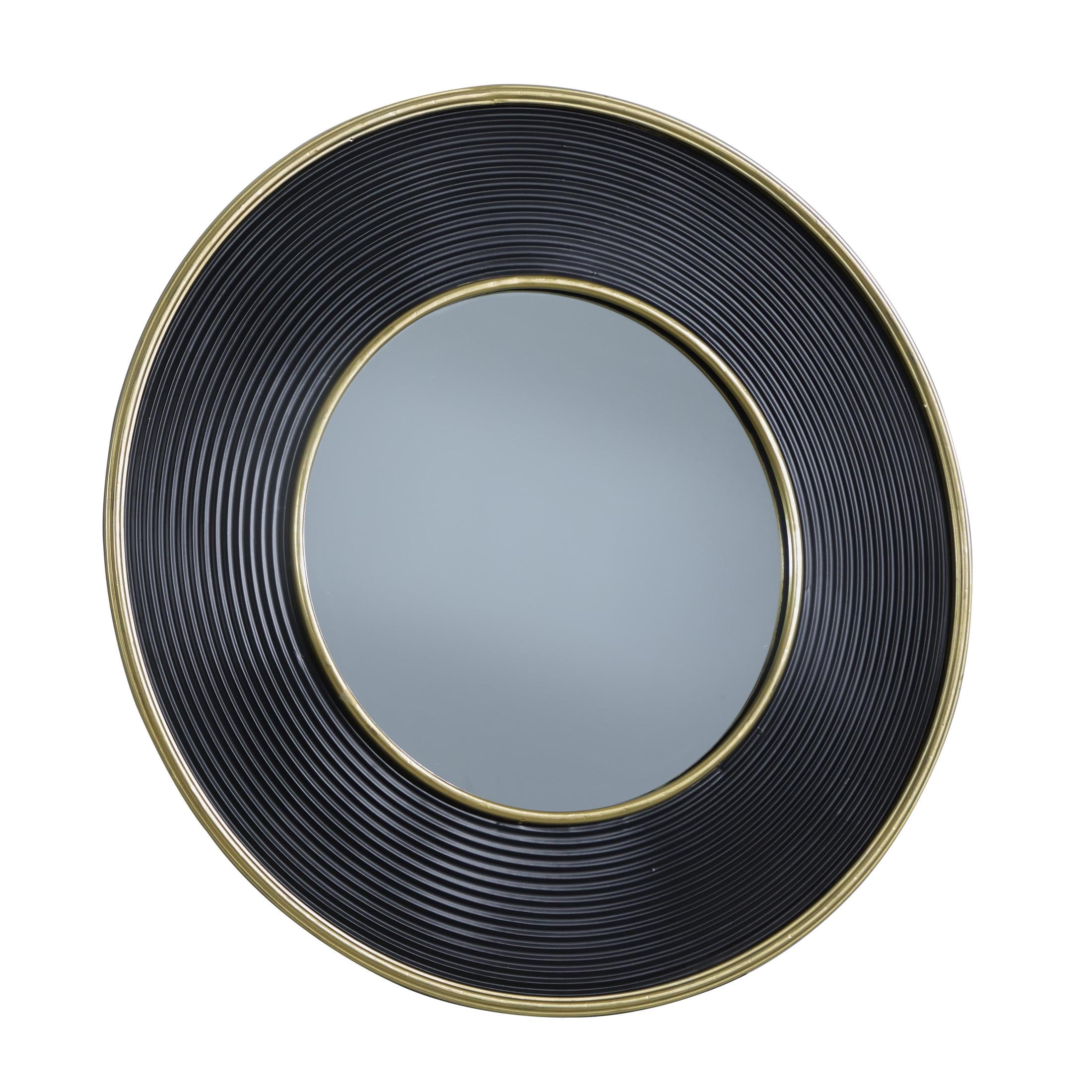 CosmoLiving by Cosmopolitan 35" x 35" Black Ribbed Wall Mirror with Gold Edges