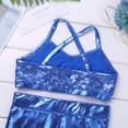 thumbnail image 5 of LiiYii Kids Girls Ballet Jazz Dance Outfit Gymnastic Crop Top with Shorts Hair Tie Set Light Blue 8, 5 of 7