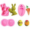thumbnail image 1 of Juego de 3 moldes de silicona para dulces, decoración de tartas, cupcakes, chocolate, repostería, galletas, joyas, arcilla y resina epoxi: diseños de conejo, zanahoria y huevo, 1 of 4