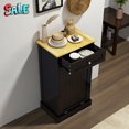 thumbnail image 3 of Tcbosik Wooden Tilt Out Trash Cabinet Bin, Dog Proof Garbage Can Holder, Kitchen Island with Laundry Hamper, Black, 3 of 10