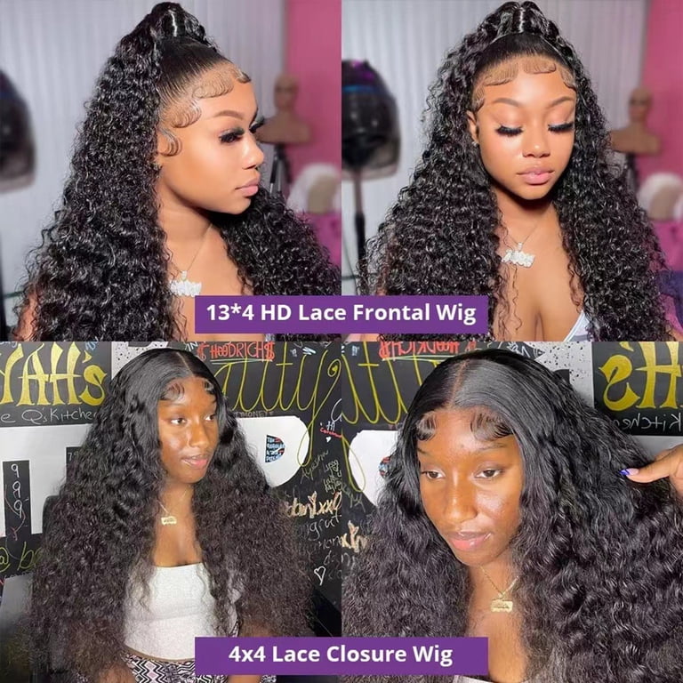 20in deepwave 360 lace frontal wig 360 Full Lace Front Curly Wigs 40 Inch Remy Deep Wave Human  main image 3