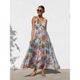 thumbnail image 5 of Women's Summer New Printed V-Neck Full Skirt Spaghetti Strap Long Dress, 5 of 6