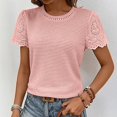 thumbnail image 4 of yunLCZ Casual Tops Everyday Low Price Womens Frenchy Summer Tops Crewneck Short Sleeve T Shirts Casual Knit Blouses Top Shirts workout form-fitting T-shirts women, 4 of 7