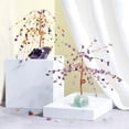 thumbnail image 4 of Xiao Hua pieza de adorno de árbol de la vida con hoja de piedra triturada natural de colores mixtos, base de piedra cruda natural rosa, artesanía, adorno decorativo de escritorio para el hogar, 4 of 5