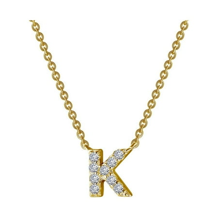 Lafonn Initials By Rhonda Faber Green Sterling Silver Gold Plated Initial K Necklaces (0.38 Cttw)