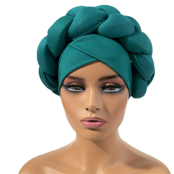 Boho Braided Turban Hat African Turbans For Women Headwraps For Black Women Braid Silky Turban Hats