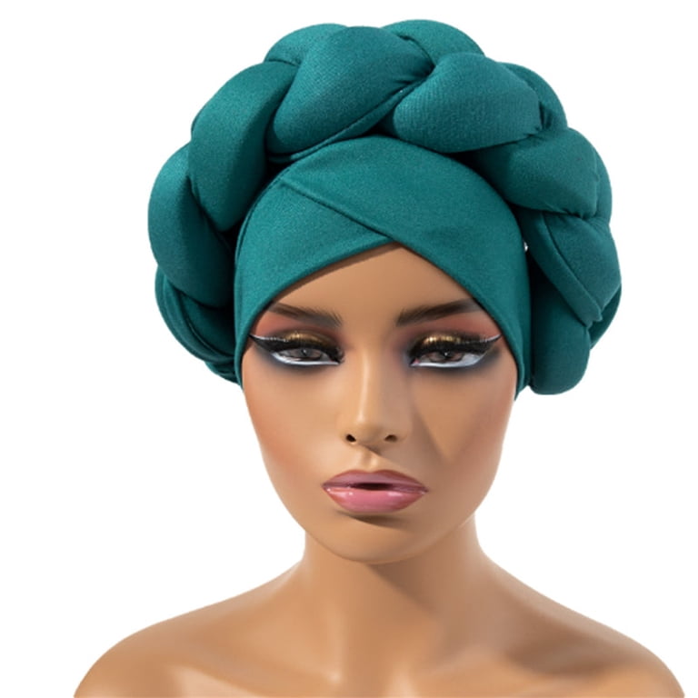 African Style Braid Turban Hat, Milk Silk Pre-Tied Headwrap  display picture 2