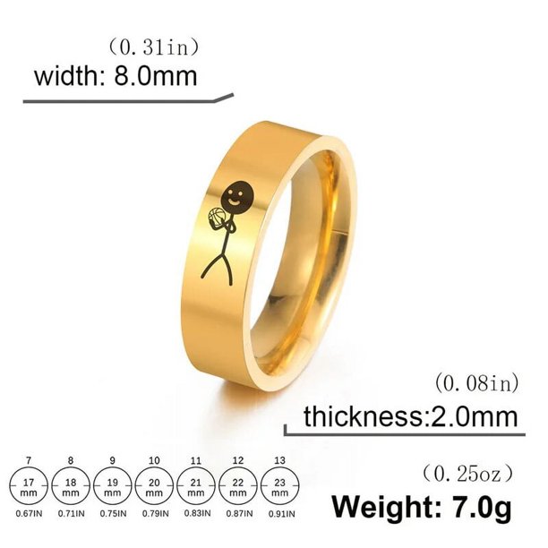 Anillos de Stickman de Hip Hop para hombres y parejas, anillo de acero inoxidable, tendencia Simple, anillos divertidos de garabatos, joyería de fiesta, nuevos regalos 2023