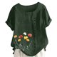 thumbnail image 1 of Vestidos Casuales Para Mujer, Blusas De Mujer De Moda Camiseta informal de verano con cuello redondo, manga corta y botones estampados para mujer, 1 of 4