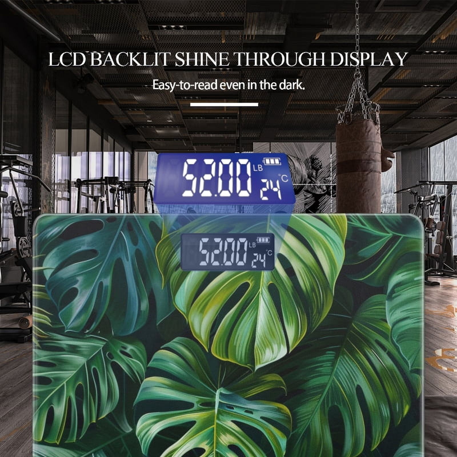 Bathroom Scale, Highly Accurate Digital Body Scale,Precisely Measures Weight up to 400 lbs-Lush Green Monstera Leaves
