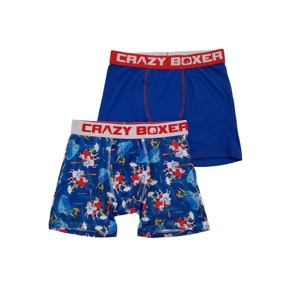 Mens 2-Pack Santa Unicorn Rainbow Whale Christmas Underwear Boxer Briefs L