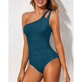 thumbnail image 4 of SURJDE One Shoulder One Piece Swimsuit for Women Tummy Control Bathing Suits Modest Full Coverage Keyhole Swimwear, 4 of 6