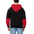 thumbnail image 5 of WTOBBY Men's Patchwork Color Block Hoodie, Long Sleeve Casual Pullover Sweatshirt, Artistic Street Style Design,Wine 3XL, 5 of 5