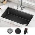 thumbnail image 2 of KRAUS Forteza 32” Undermount Single Bowl Granite Kitchen Sink in Black, 2 of 8