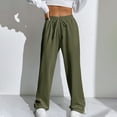 thumbnail image 2 of snilers Sweatpants Women Elastic High Waist Drawstring Baggy Trousers Solid Color Workout Joggers Straight Wide Leg Pants with Pocket, 2 of 4