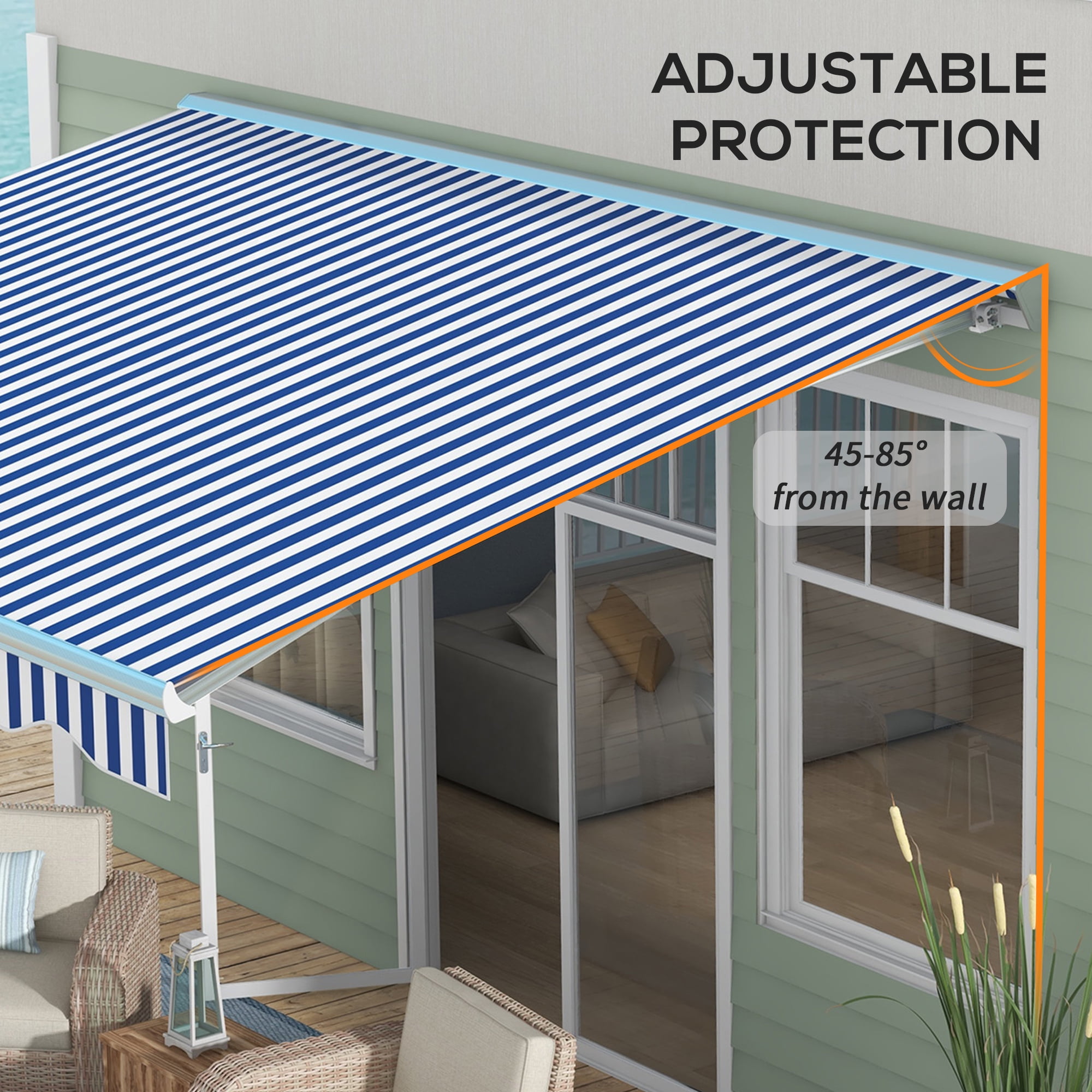 Outsunny Modern 13' x 10' Motorized Retractable Patio Deck Awning
