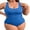 Blue, variant on Asoul Plus Size Ribbed Swimsuit for Womens One Piece Scalloped Swimwear Tummy Control Bathing Suits