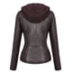 thumbnail image 3 of Chaqueta Springrain de piel sintética Moto Biker con capucha desmontable, 3 of 7