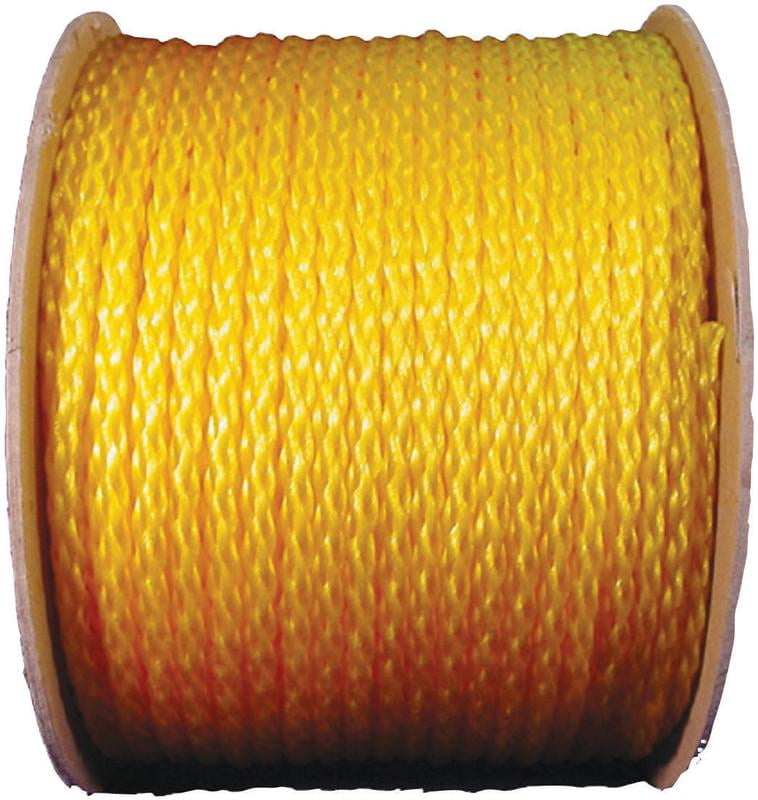 Evans Cordage Co 1/4" X 1000' Yellow Hollow Braid Polypro Rope T.W 27-303 