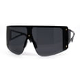 thumbnail image 3 of Oversize Shield Flat Top Half Rim Sunglasses All Black, 3 of 4