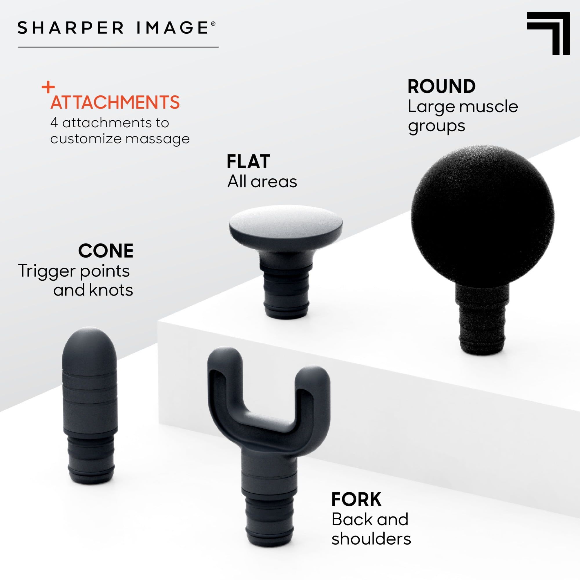 Sharper Image® Powerboost Move® Deep Tissue Portable Percussion Massager, Massage Gun w/ 4 Attachments, Whisper Quiet Operation, Variable Strength Full Body Recovery, Rechargeable