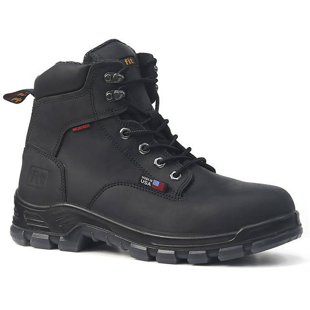 Mason, Black, Men's all leather, 6” steel toe safety boot, waterproof ...