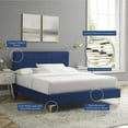 thumbnail image 4 of Platform Bed Frame, Full Size, Velvet, Blue Navy, Modern Contemporary Urban Design, Bedroom Master Guest Suite, 4 of 10