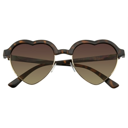Emblem Eyewear - Cute Vintage Half Frame Inspired Heart Shape Sunglasses