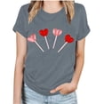 thumbnail image 3 of Charella Short Sleeve Shirts for Women Valentines Day Gifts Crewneck Fashion Print T-shirts Loose Fit Tops,Gray,XL, 3 of 5