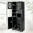 thumbnail image 4 of Giantex 57" Tall Bathroom Cabinet, Freestanding Storage Cabinet w/crylic Doors & Adjustable Shelves, Black, 4 of 9