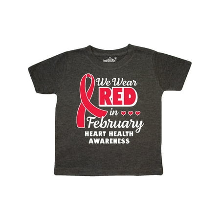 

Inktastic Heart Health Awareness We Wear Red in February Gift Toddler Boy or Toddler Girl T-Shirt