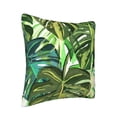 thumbnail image 2 of Square Throw Pillow Covers with Core, Tropical Leaf Watercolor Pillows for Sofa Beds, 20 x 20 inches Green, 2 of 9