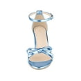 thumbnail image 5 of BLISSFUL STEP Women's Shoes Bow Tie Open Toe Ankle Strap High Block Heel Sandals Blue 10, 5 of 7