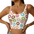 thumbnail image 1 of Balery Colorful Donuts Sujetadores deportivos con espalda cruzada para mujer, acolchados, sin costuras, de alto impacto, ideales para yoga, gimnasio, entrenamiento y fitness.-Small, 1 of 8