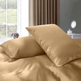 thumbnail image 4 of Cloud Fino Silk Satin Sheet Set| 100% Pure Silk Satin Sheet Set 7pc Silk Fitted Sheet 15" Deep Pocket, Silk Flat Sheet, Silk Duvet Cover & Pillowcases Set !!(Full XL Dark Ivory), 4 of 6
