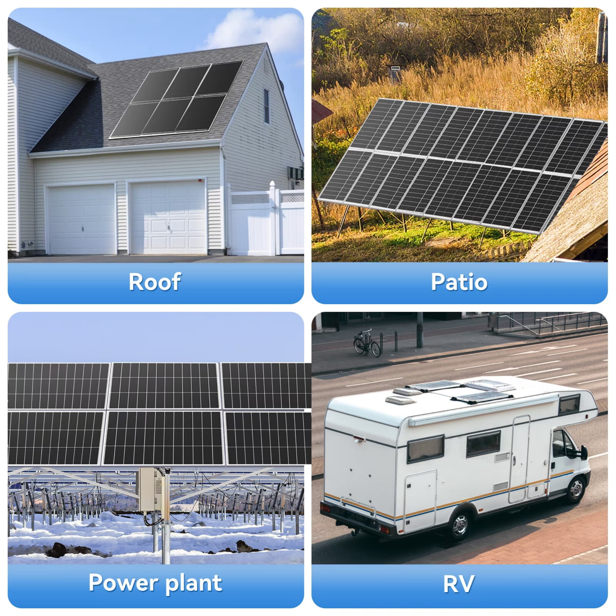 WERCHTAY 200W Solar Panel, High-Efficiency 18BB Monocrystalline Module, 12V PV Power Charger for RV, Marine, Home Backup and Off-Grid Systems