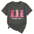 thumbnail image 5 of Flash Deal! T-Shirt Imprimé Joyeuses Pâques pour Femmes Pur Coton Col Rond Manches Courtes Décontracté en Solde Gris Foncé S, 5 of 5