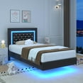 thumbnail image 6 of 4 Ever Winner Twin Floating Bed Frame with LED Lights, LED Upholstered Platform Bed Frame with Diamond Tufted Headboard, Black LED Bed Frame for Bedroom, Black, 6 of 7